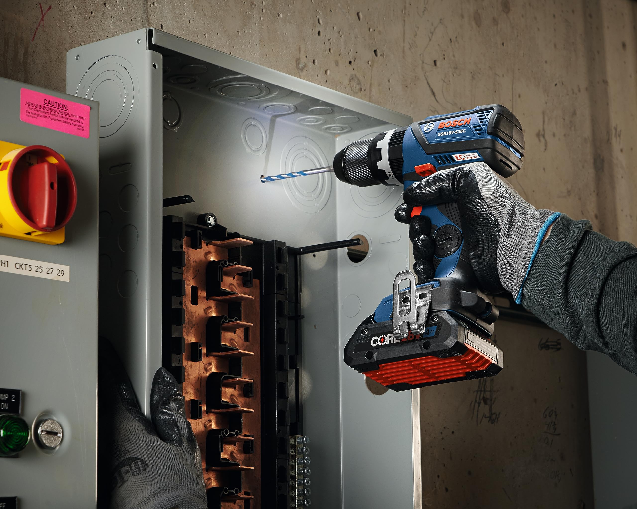 BOSCH GSB18V-535CB15 18V EC Brushless Connected-Ready 1/2 In. Hammer Drill/Driver with (1) CORE18V 4 Ah Advanced Power Battery