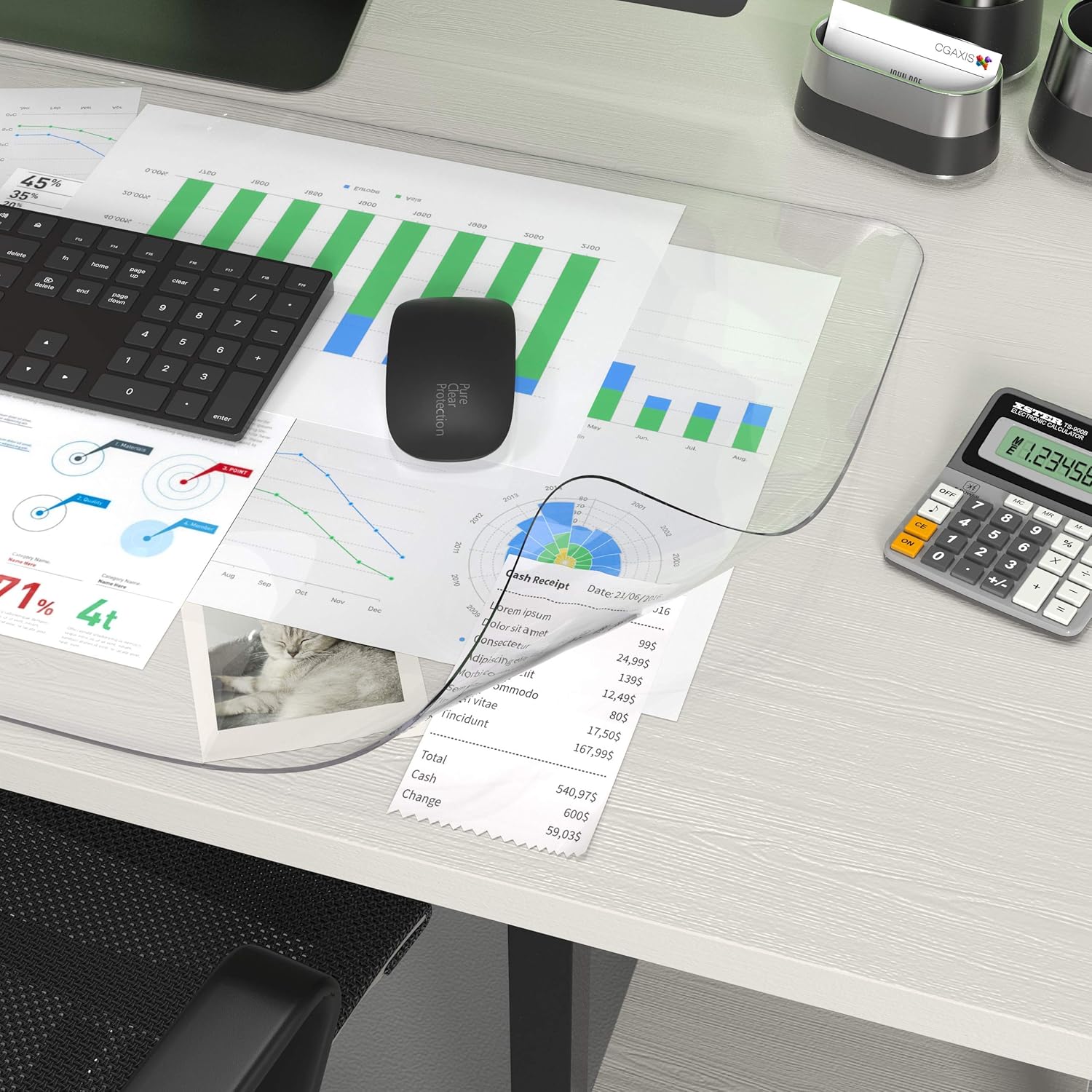 Clear Writing Desk Pad, Heat Resistant Waterproof PVC Round Edge Durable Desk Protect Mat, Anti-Static Writing Mat-31.5’’x15.7” Table Protector : Office Products