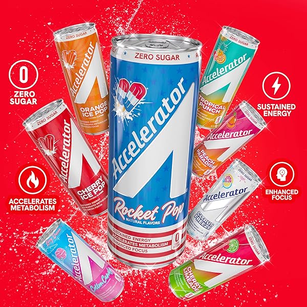 ACCELERATOR ENERGY DRINK, ULTIMATE VARIETY PACK 12OZ CAN (12 PACK), ZERO SUGAR, SUSTAINED ENERGY FROM 100% NATURAL CAFFEINE (200MG FROM GREEN COFFEE BEAN & GREEN TEA EXTRACT)