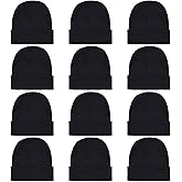 Pistha 12 Pack Beanie Hats Winter Hats for Men Women Knit Cuffed Skull Cap Warm Bulk Pack Gifts for Christmas Cold Weather