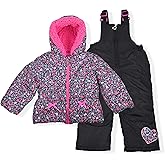 Arctic Quest girls Bib Snow Pants and Ski Jacket Water-resistant Snowsuit for Kids Winter Hooded Jacket