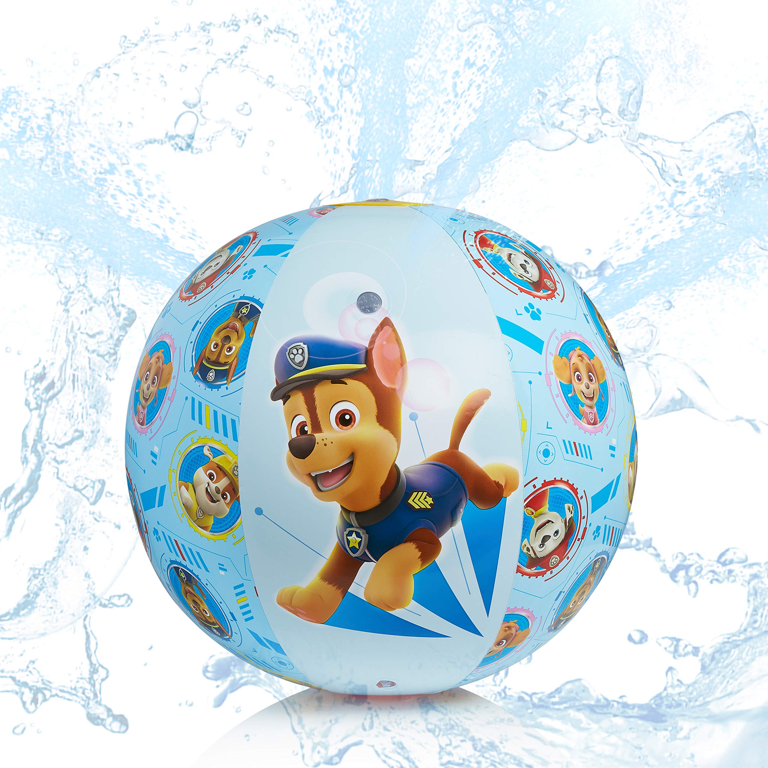 PAW PATROL Outdoor Toys, Inflatable Water Sprinkler For Garden, Beach Ball Sprinkler For Kids, Water Toys With Mighty Pups Chase Marshall Rubble and Skye, Fun Kids Outdoor Games (Blue)