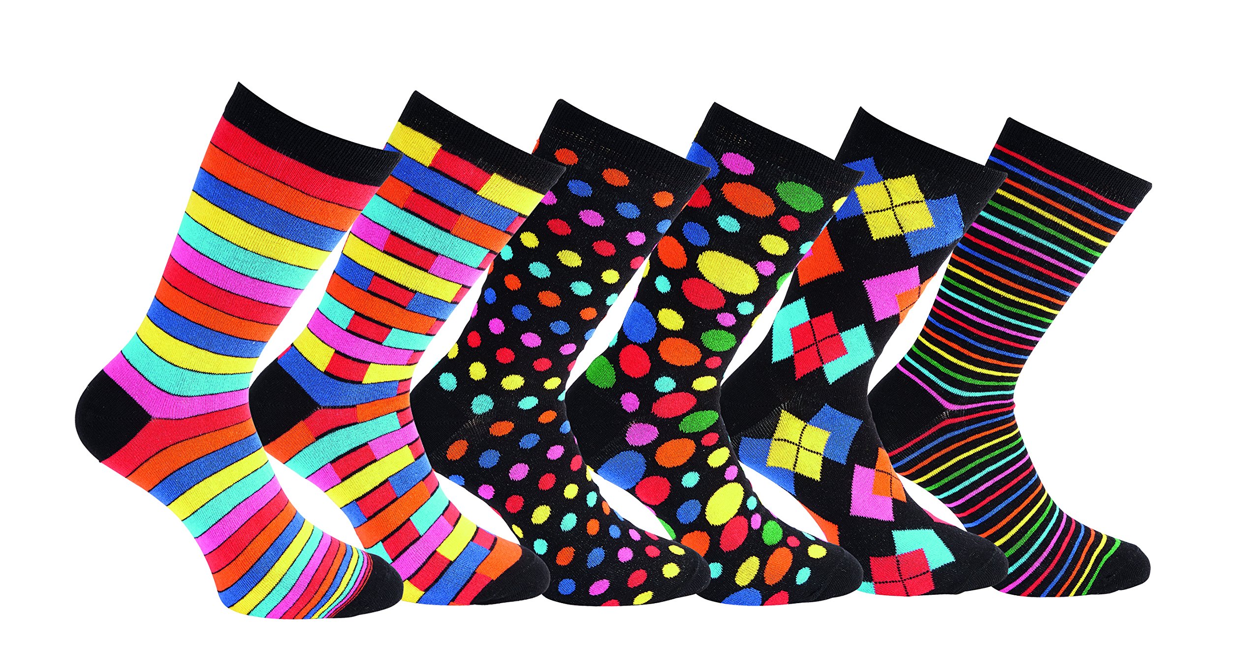 Ayra Mix 6 pairs Gift Set Cool Fancy Socks for Men or Women, UK 6-11, EUR 39-45 (Vivid)