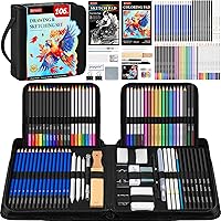 106 PCS Drawing Kit Sketching Pencils Set, Pro Drawing Pencils with 3-Color Sketchbook, Coloring Book, Colored Watercolor Gra
