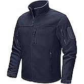 CRYSULLY Men's Fleece Jacket Winter Tactical Full-Zip Coat Military Jackets Multi Pockets