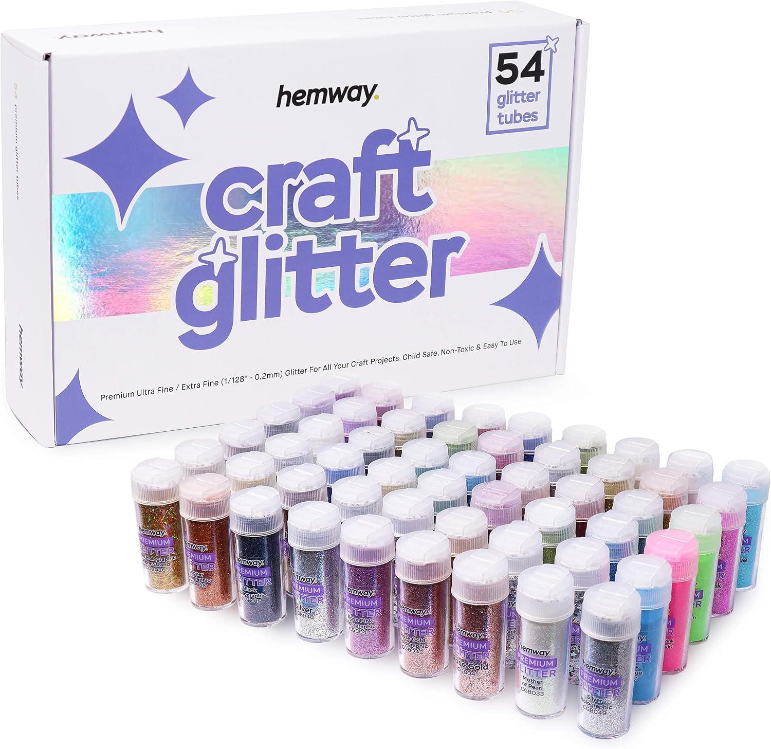 Craft Glitter Shaker Box Set, Multicolored, 54 Glitter Set