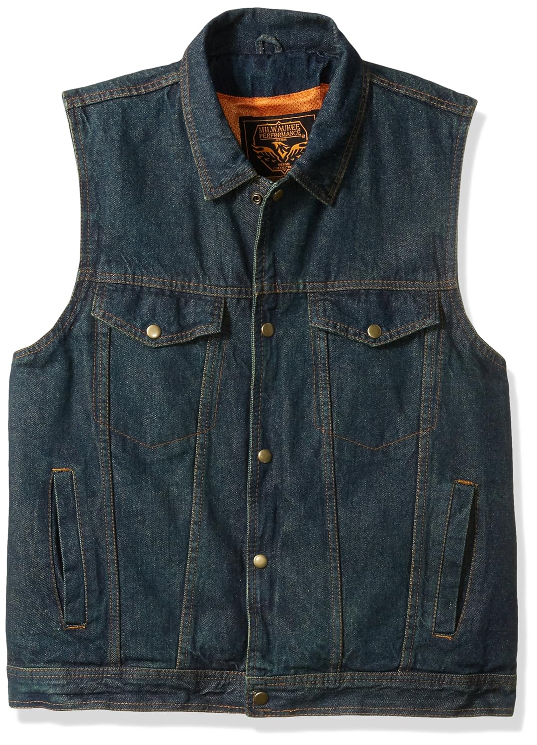Milwaukee Performance Men's Shirt Collar Denim Vest (Blue, Small