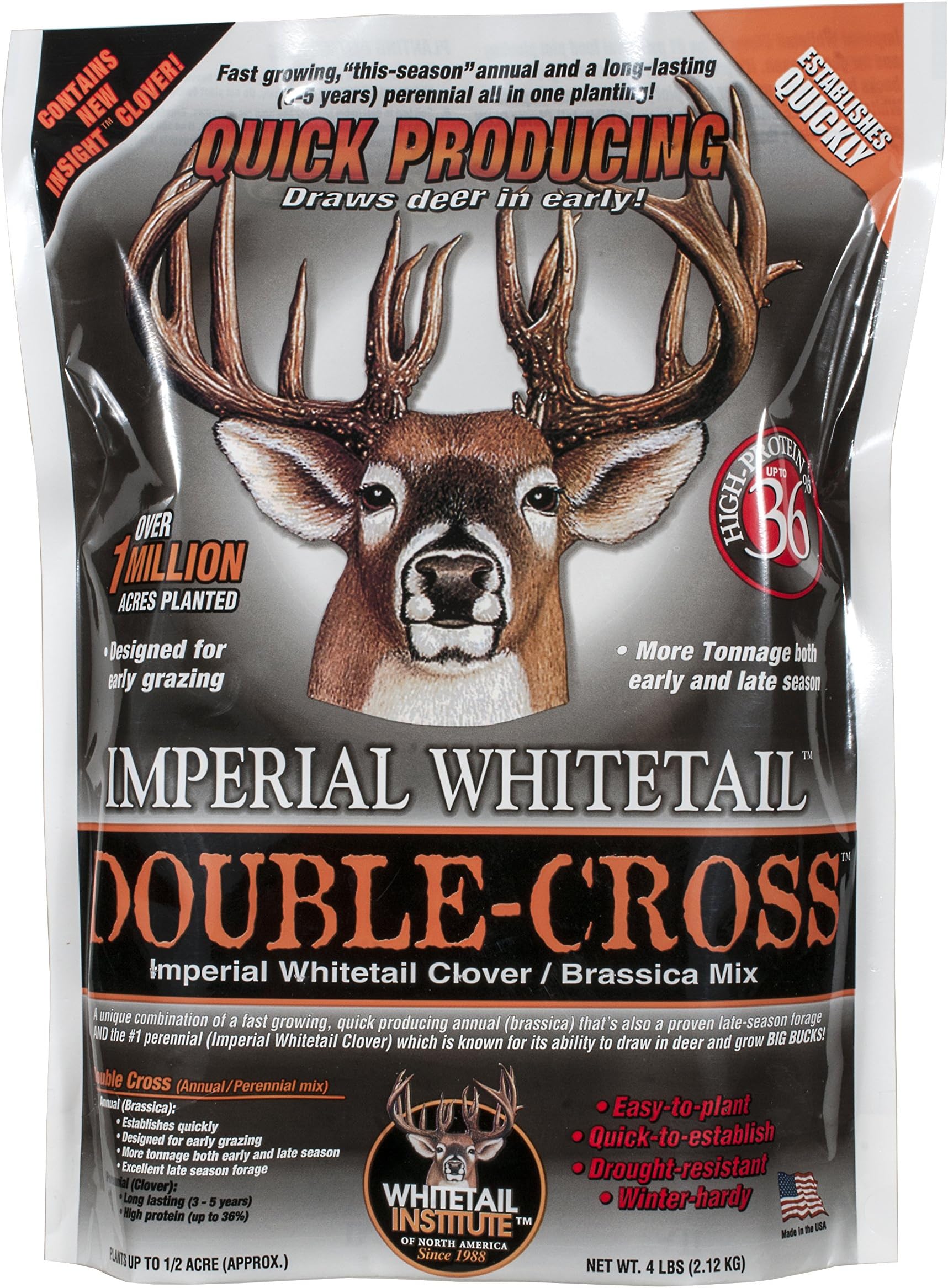 Whitetail Institute Imperial Double-Cross Food Plot Seed (Spring and Fall Planting), 18-Pound (2.25 Acres)