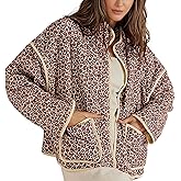 Omoone Women's Cropped Quilted Jacket Floral Printed LightWeight Padded Puffer Cardigan Coat Outwear