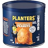 PLANTERS Honey Roasted Peanuts, Plant Based Protein Snacks, 12 Oz (1 Ct) | Roasted Sweet &amp; Salty Nuts. 0g Trans Fat. Resealable Jar. Snacks for Adults. Party Mix, Party Snacks