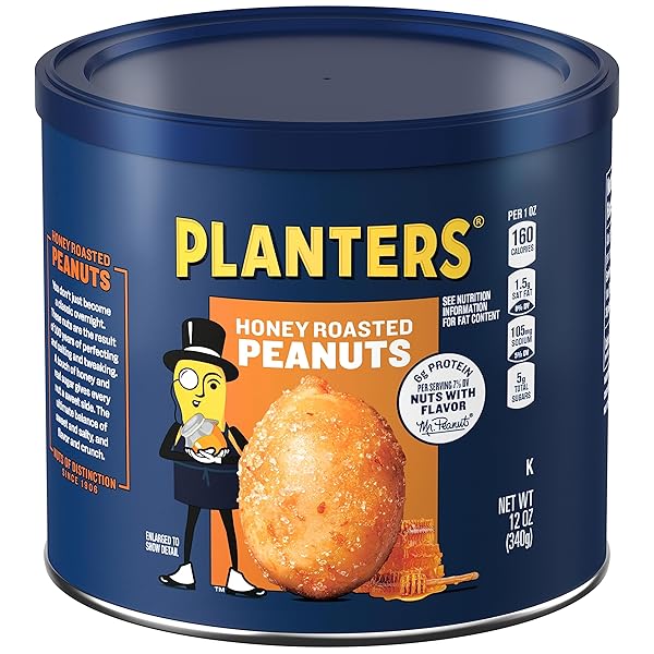 PLANTERS HONEY ROASTED PEANUTS, 12 OZ JAR, PLANTERS...