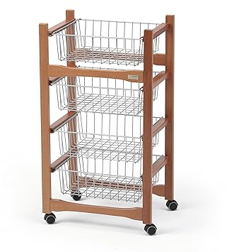 Arredamenti Italia Carrito de Cocina Ginger, Madera - 4 cestas - Color