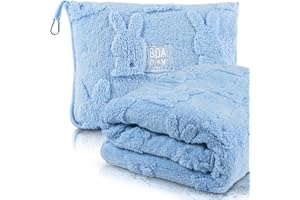 BOACAY Travel Toddler Blanket for Airplane, Car - Soft Kids Throw Blanket for Daycare - Pillow for Girls, Boys with Backpack 