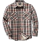 Puwasa Men's Sherpa Lined Cotton Flannel Shirt Jacket Button Down Long Sleeve Fleece Jacket for Men