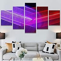 SIGNWIN 5 Panel Canvas Wall Art Modern Art Abstract Closeup Geometric Lights Mixed Media Modern Multicolor for Home Decorations Ready to Hang - 60