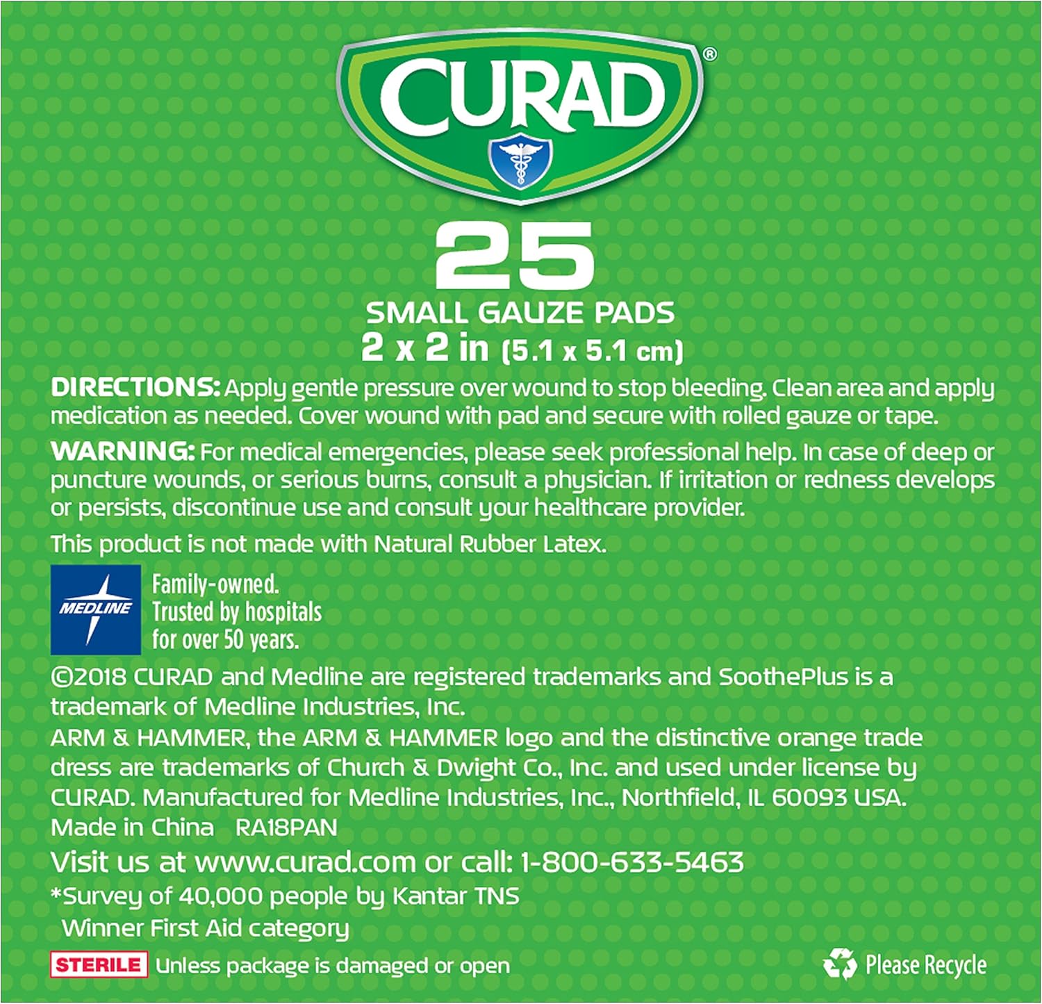CURAD SOOTHEPLUS Small Gauze Pads, 25 count: Health & Personal Care