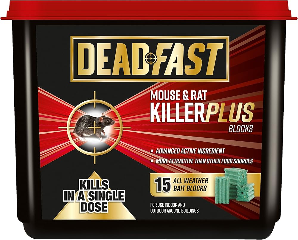 Deadfast Mouse & Rat Killer Plus Poison, 15 Blocks, Difethialone
