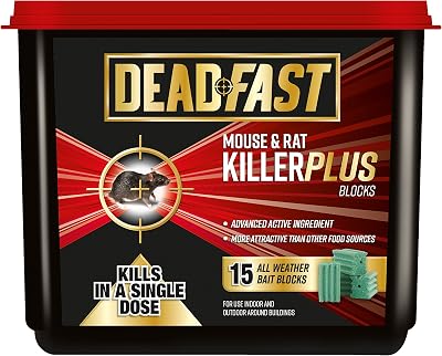 Deadfast Mouse & Rat Killer Plus Poison, 15 Blocks, Difethialone