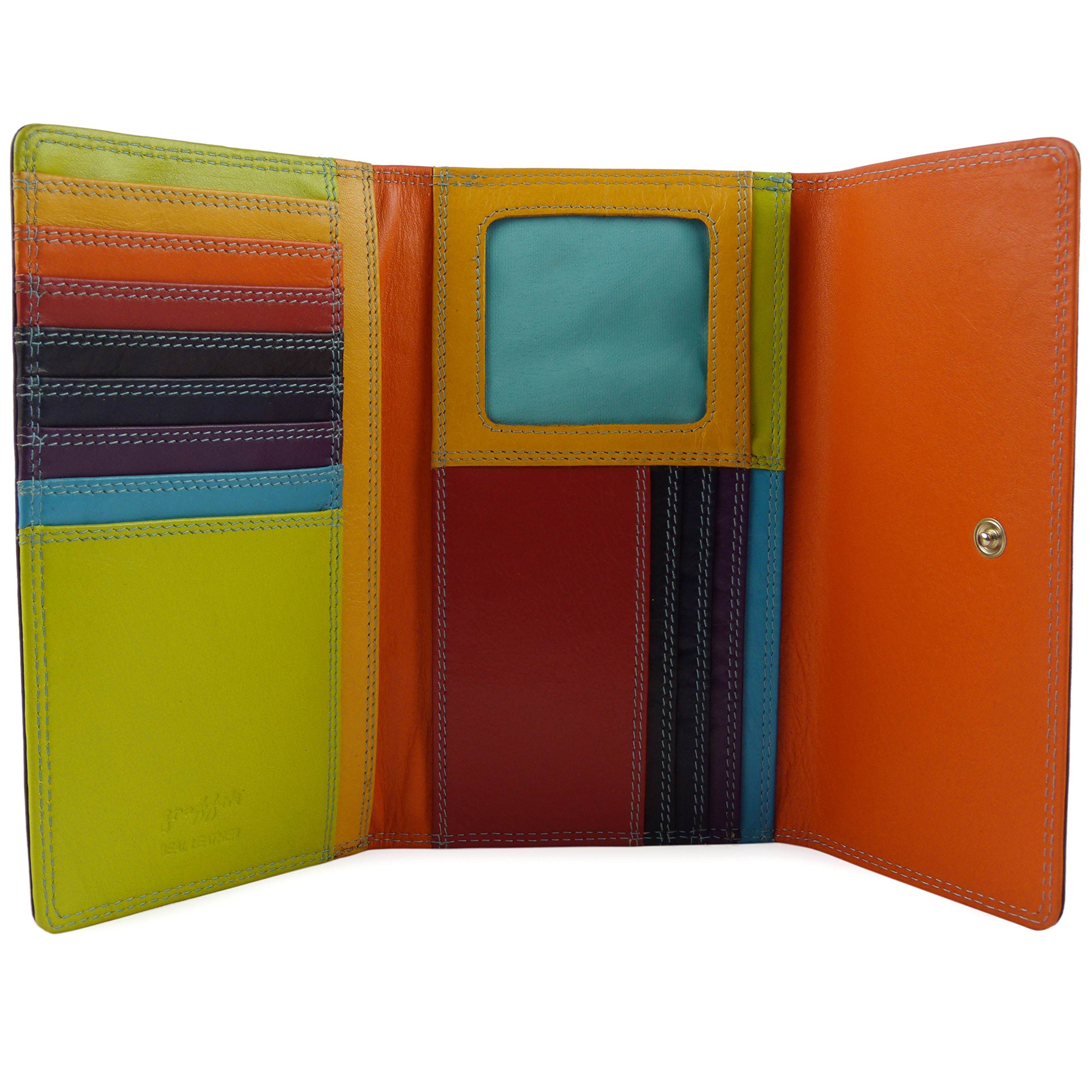 Golunski Ladies Leather Tri-Fold Flap Over Purse/Wallet Graffiti Gift Box (Black/Tropical)