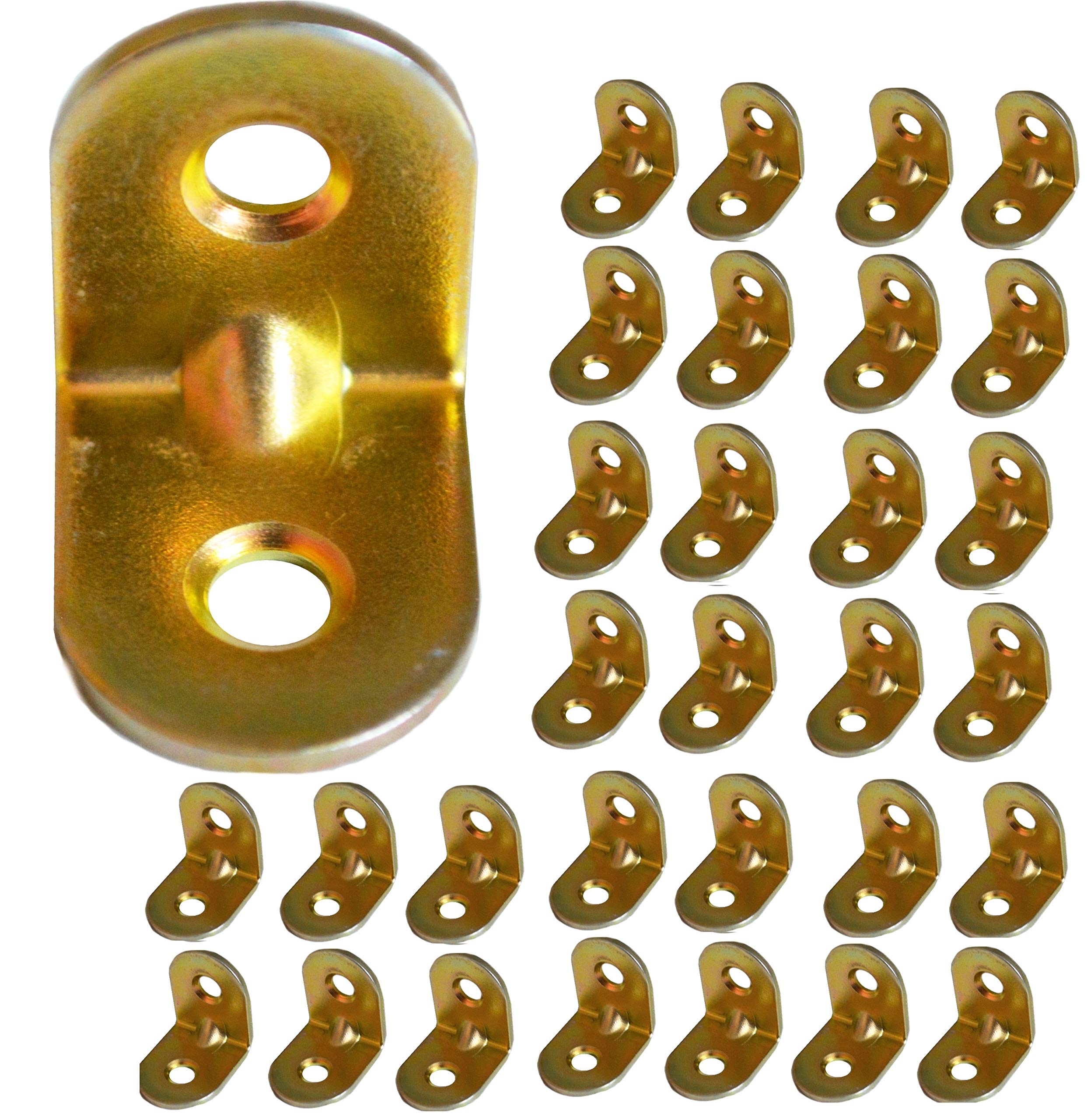 Right Angle Brackets 90 Degree Corner Braces Brackets Plates, Wooden Angle, Metal Steel Sheet Galvanised 0.79"x 0.79"x0.63"(20 x 20 x 16mm) Pack of 30pcs — image 1