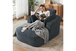 AUGOP 65" Boneless Couch Corduroy Living Room Chairs Luxurious Reading Chair Deep Seat Sleeper Chair Oversized Chaise Lounge Chair Indoor for Living Room, Bedroom