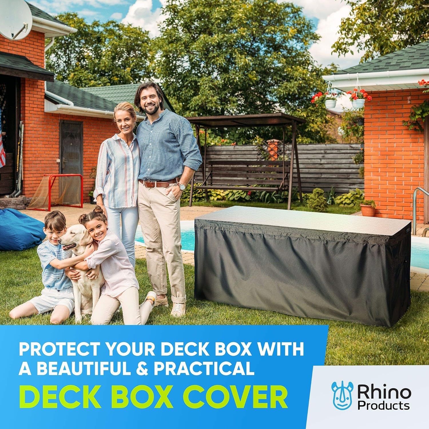 Bag Mate Deck Box Cover - L: 62" W:30" H:28"- Waterproof Quick Open Cover Top with Zipper - Best Fit for Keter Deck Boxes: Westwood, Rockwood, Brightwood, Sumatra and Lifetime 130gal - PVC-Coated: Home & Kitchen