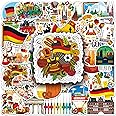 Famnaer Germany Stickers, 50PCs Vinyl Decals, Waterproof, Cartoon, for Laptop, Water Bottle, Skateboard, Car, Planner, Hydro Flask