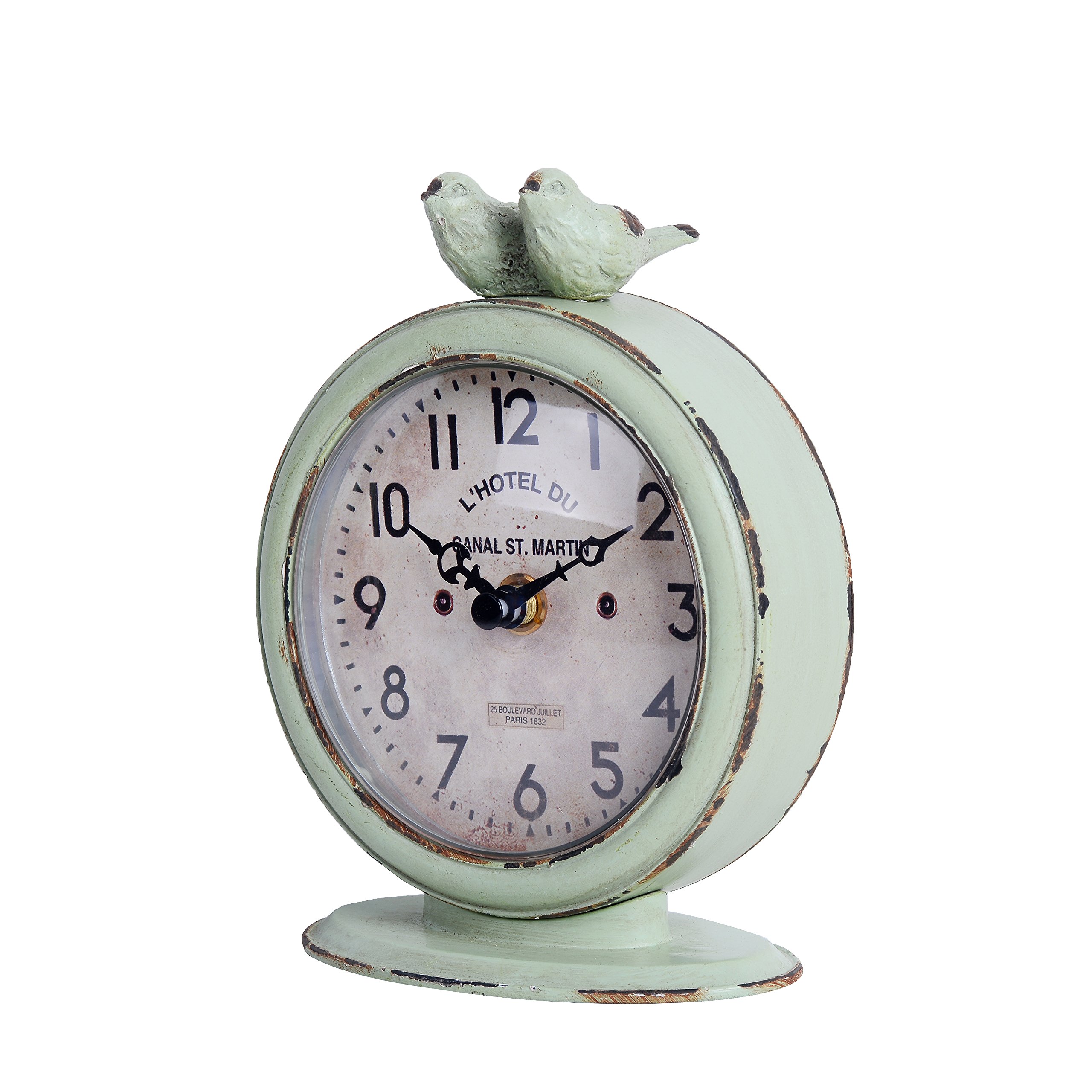 NIKKY HOME Shabby Chic Pewter Round Quartz Table Clock with 2 Birds, 4.75" x eBay