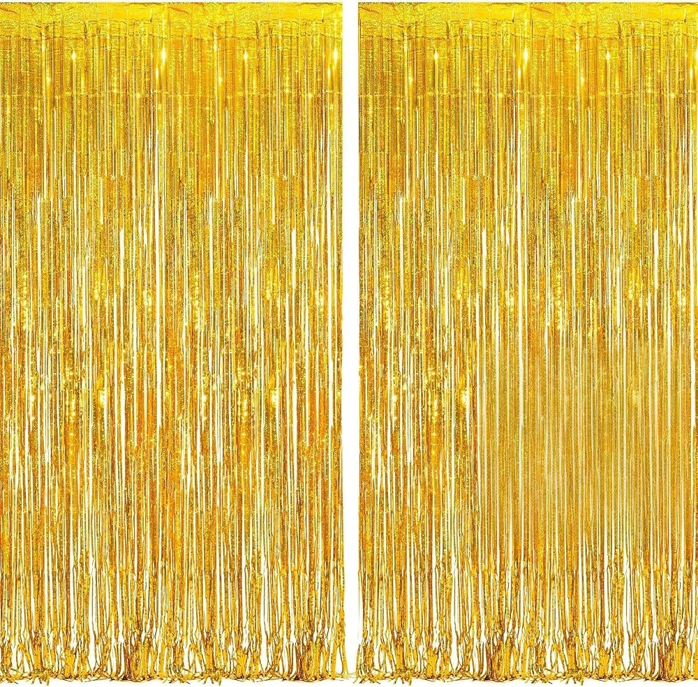 Glitter Gold Foil Fringe Curtain Backdrop 2Pcs 1m x 2.5m