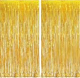Glitter Gold Foil Fringe Curtain Backdrop 2Pcs 1m x 2.5m