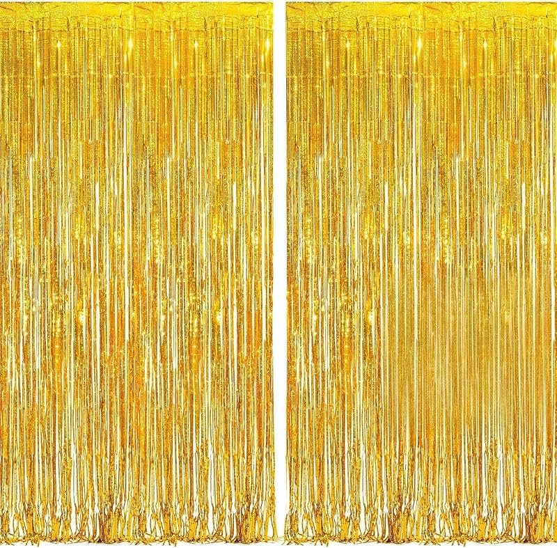 Glitter Gold Foil Fringe Curtain Backdrop 2Pcs 1m x 2.5m