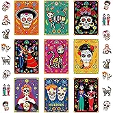 Capoda 41 Pcs Day of Dead Decoration Sugar Skull Wall Art for Halloween Party - Mexican Dia De Muertos Skeleton Fiesta Poster - Bedroom Room Home Wall Decor (13 x 9.3 Inch)