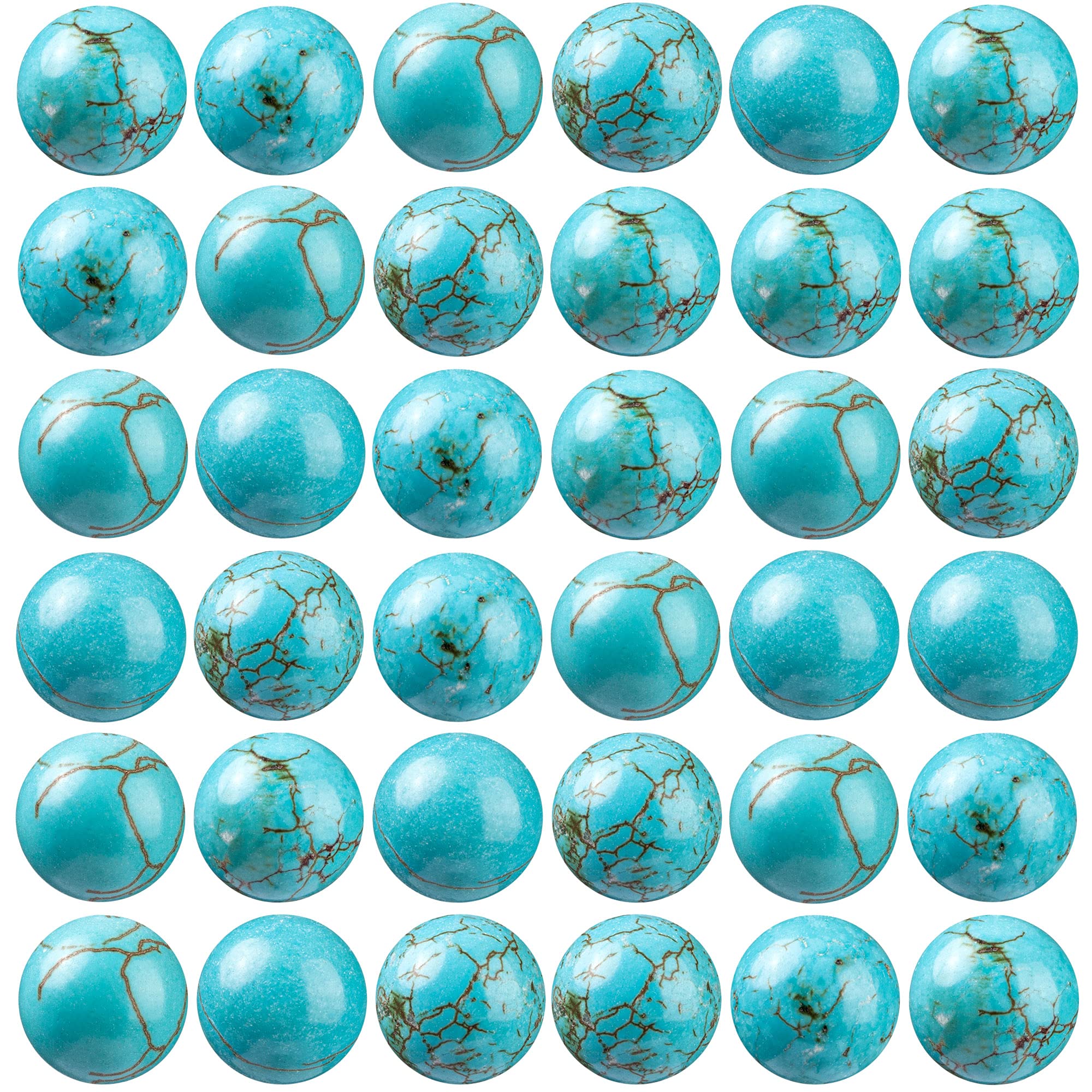 100Pcs Natural Stone Beads 8mm Turquoise Round Gemstone Loose Beads with Elastic Bracelet String for Bracelets Necklace Jewelry Making