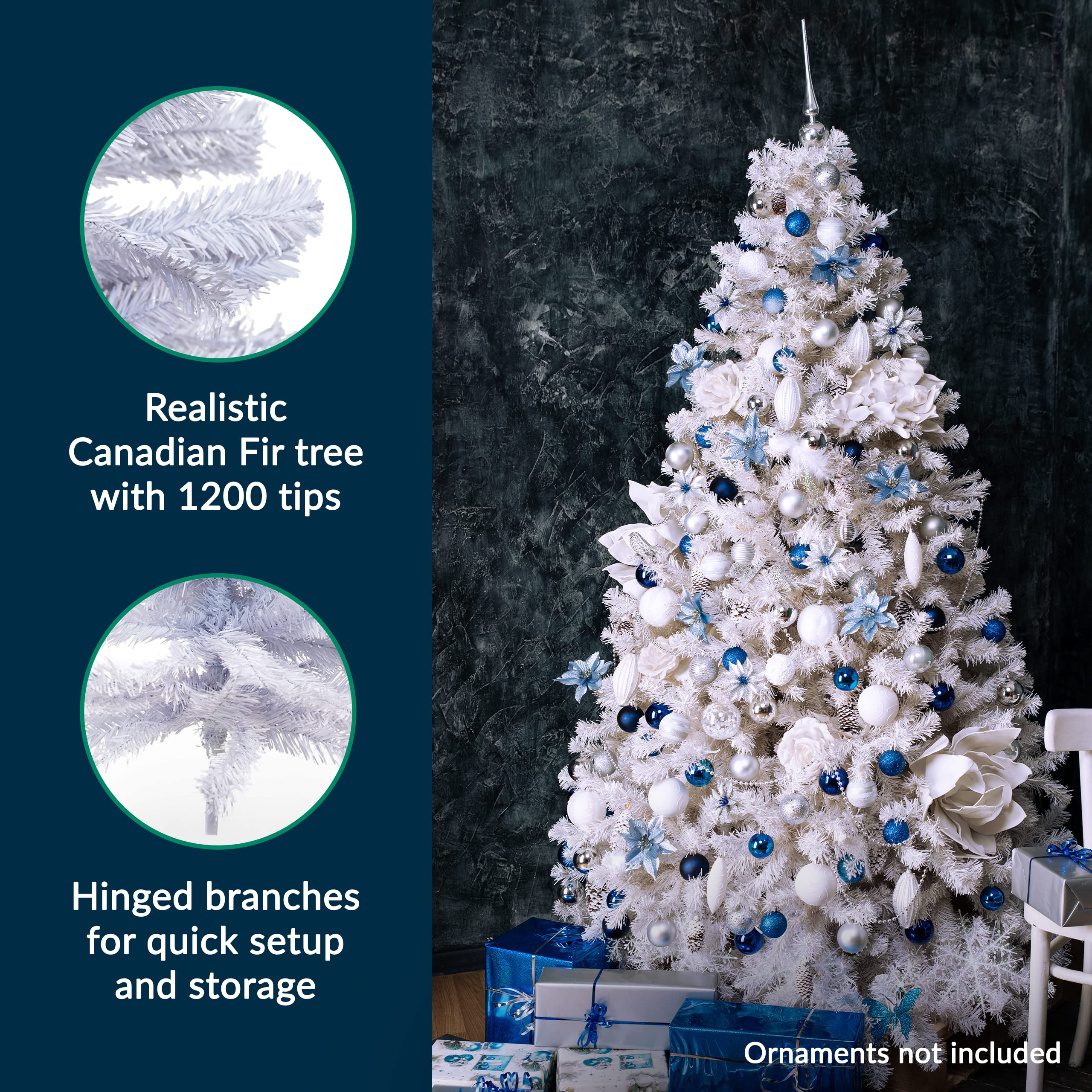 Prextex 6 Feet White Christmas Tree Premium Artificial Spruce Hinged White Christmas Tree