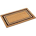 Kempf Double Border Coco Coir Mat, Rubber Vinyl Backing, Great for Double Doors, Indoor Outdoor Entrance Rug, 18 x 30-Inch, Black