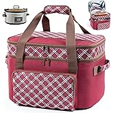 Double Layer Slow Cooker Carrier Bag – Fits 6–8 Qt Oval Slow Cooker Compatible with CrockPot & Hamilton Beach | Insulated Tra