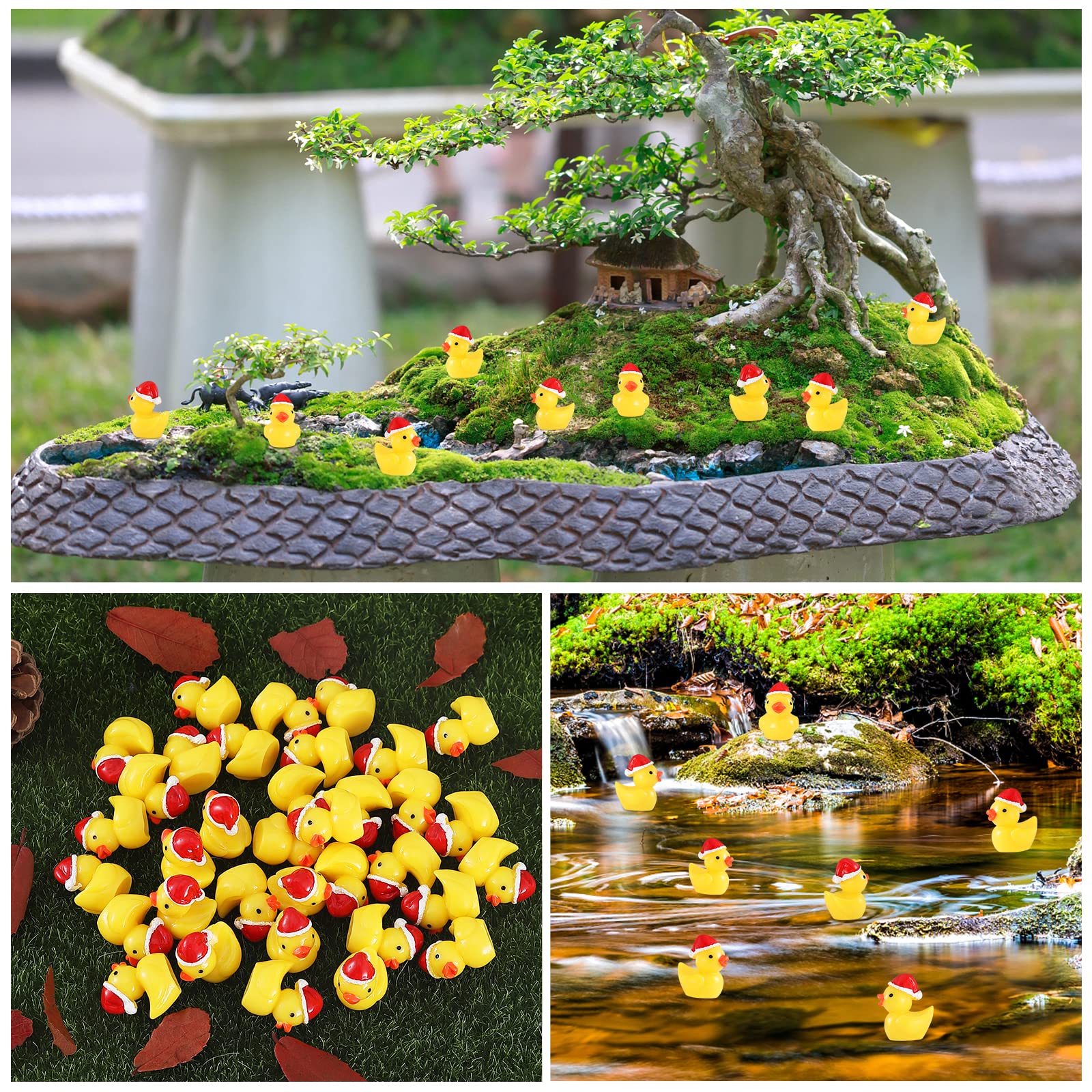 50Pcs Mini Resin Ducks, Mini Christmas Ducks Miniature Duck Figures Ornament for Craft, Dollhouse, Garden Decoration, Home Decorations Christmas Party Favors Gift