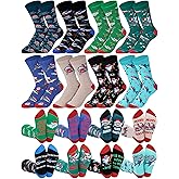 Shyyween 8 Pairs Christmas Sharkmas Socks for Adult Teen Marine Life Lovers Gifts Christmas Stocking Stuffers