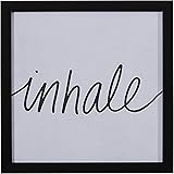 Amazon Brand – Stone & Beam Modern Black and White Inhale Word Art in Black Frame, 14" x 14"