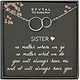 EFYTAL Sister Gifts from Sister, 925 Sterling Silver Double Circle Necklace, Birthday Jewelry Gift Necklaces for Sisters, No 