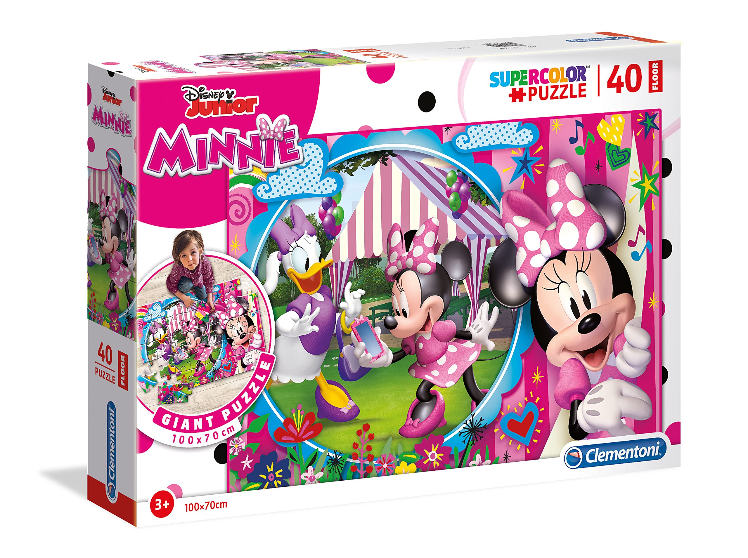 Clementoni 25462, Disney Minnie Floor Puzzle for Children - 40 Pieces (100 cm x 70 cm), Ages 3 Years Plus
