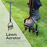 DIVCHI Lawn Aerator Manual Heavy Duty With 4 Hollow Tines Long T-Handle view 2