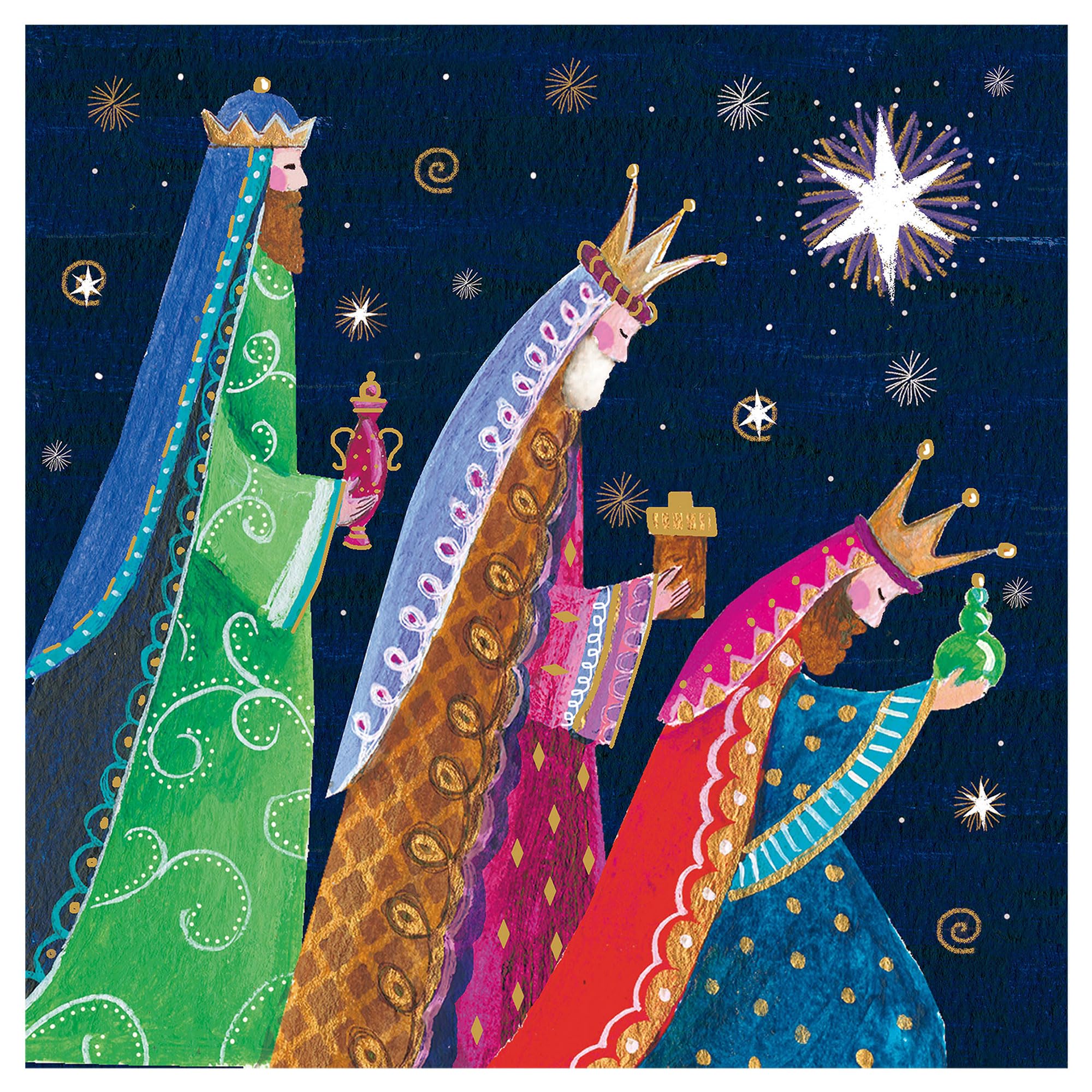 Christian Christmas cards, pack of 10 - Three Kings, with Bible verse Matthew 2:2 inside these religious Christmas cards, by Just Cards Direct (CM175)