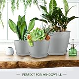 Utopia Home Plastic Planters Grey 5 Pack Multisize Indoor Flower Pots Decorative view 6