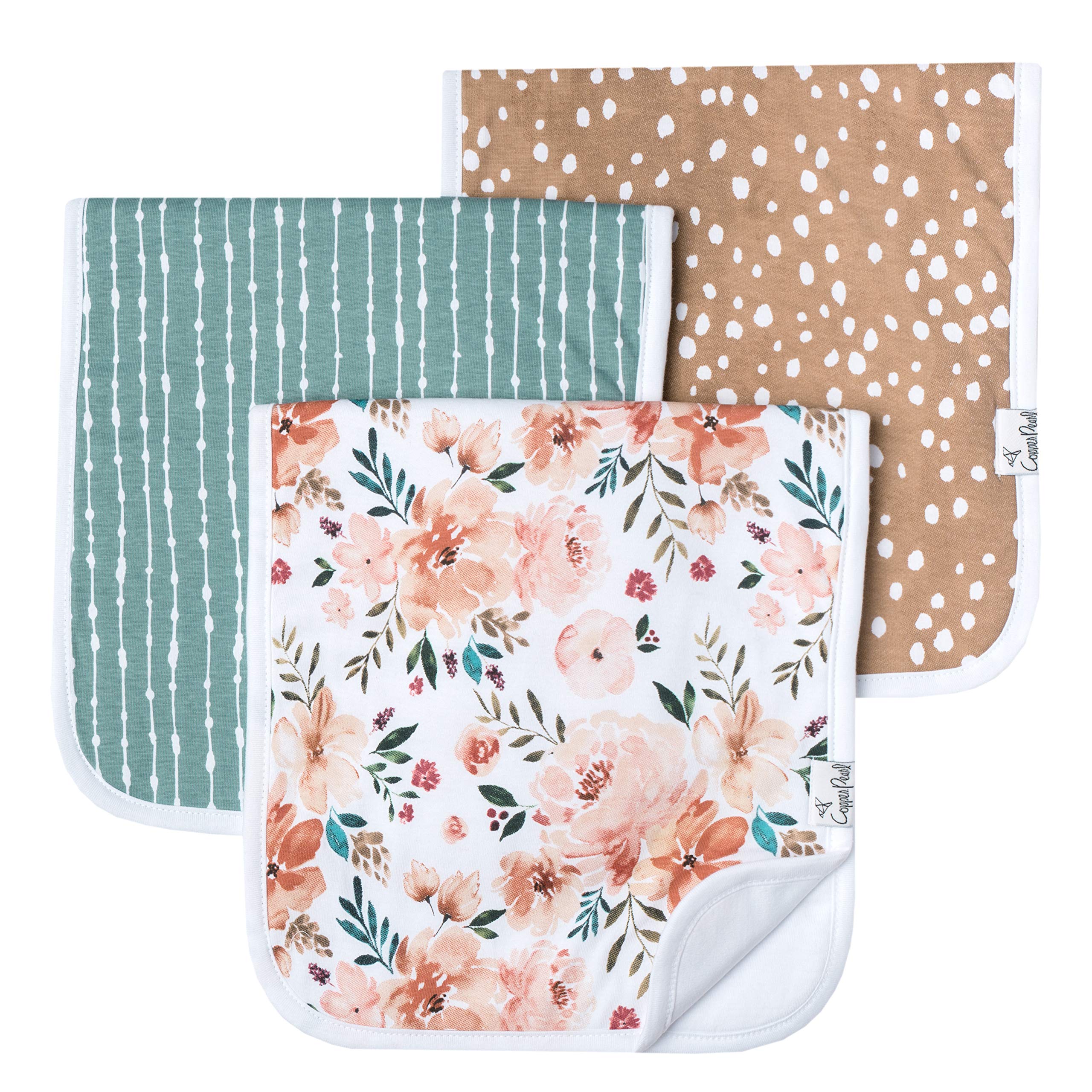 Copper Pearl Baby Burp Cloth Large 21''X10'' Size Premium Absorbent Triple Layer 3-Pack Gift Set "Autumn"