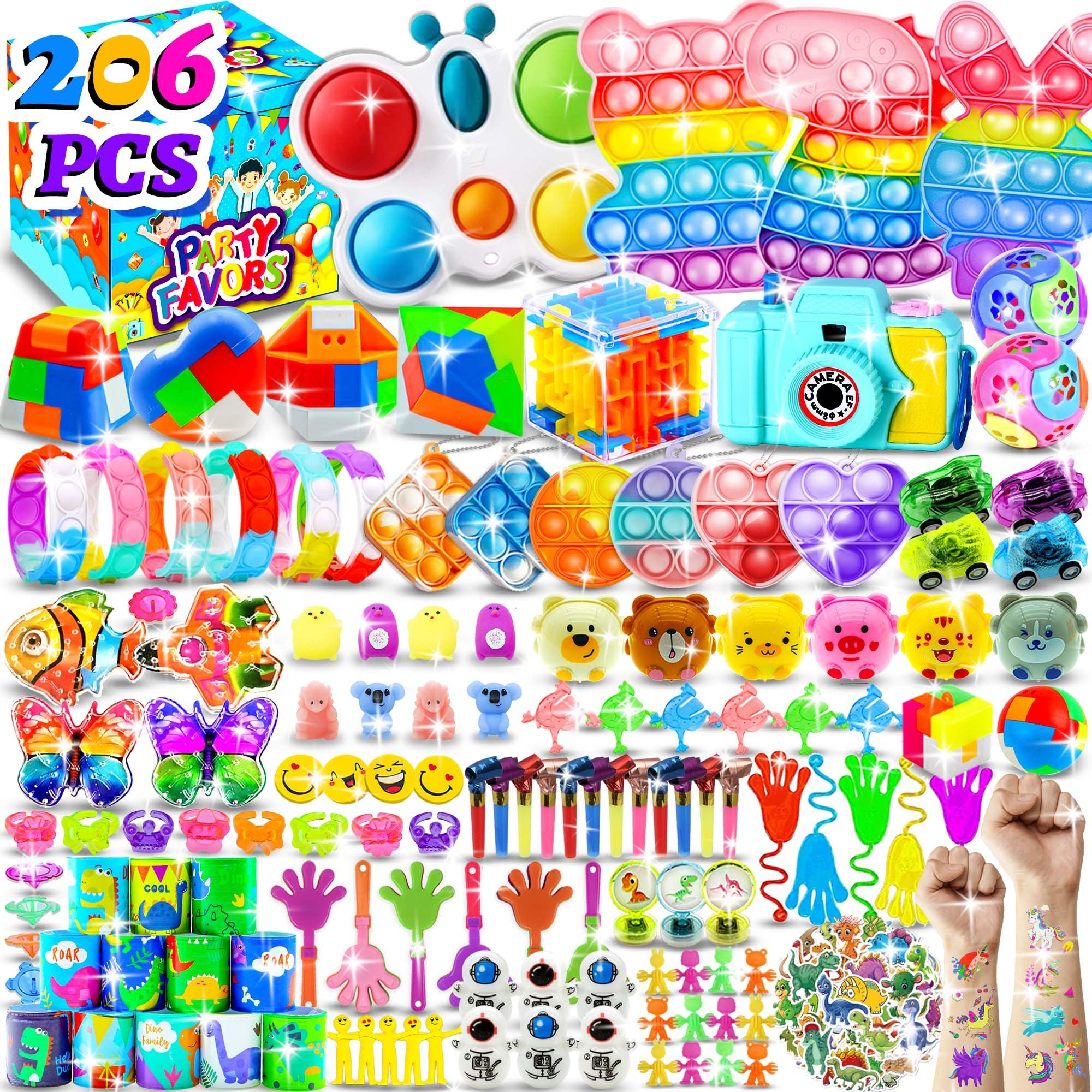 Photo 1 of 206 PCS Party Favors for Kids 3-5 4-8-12, Fidget Toys Pack Birthday Bulk Goodie Bag Stuffers, Treasure Box Toys for Classroom Prizes for Kids