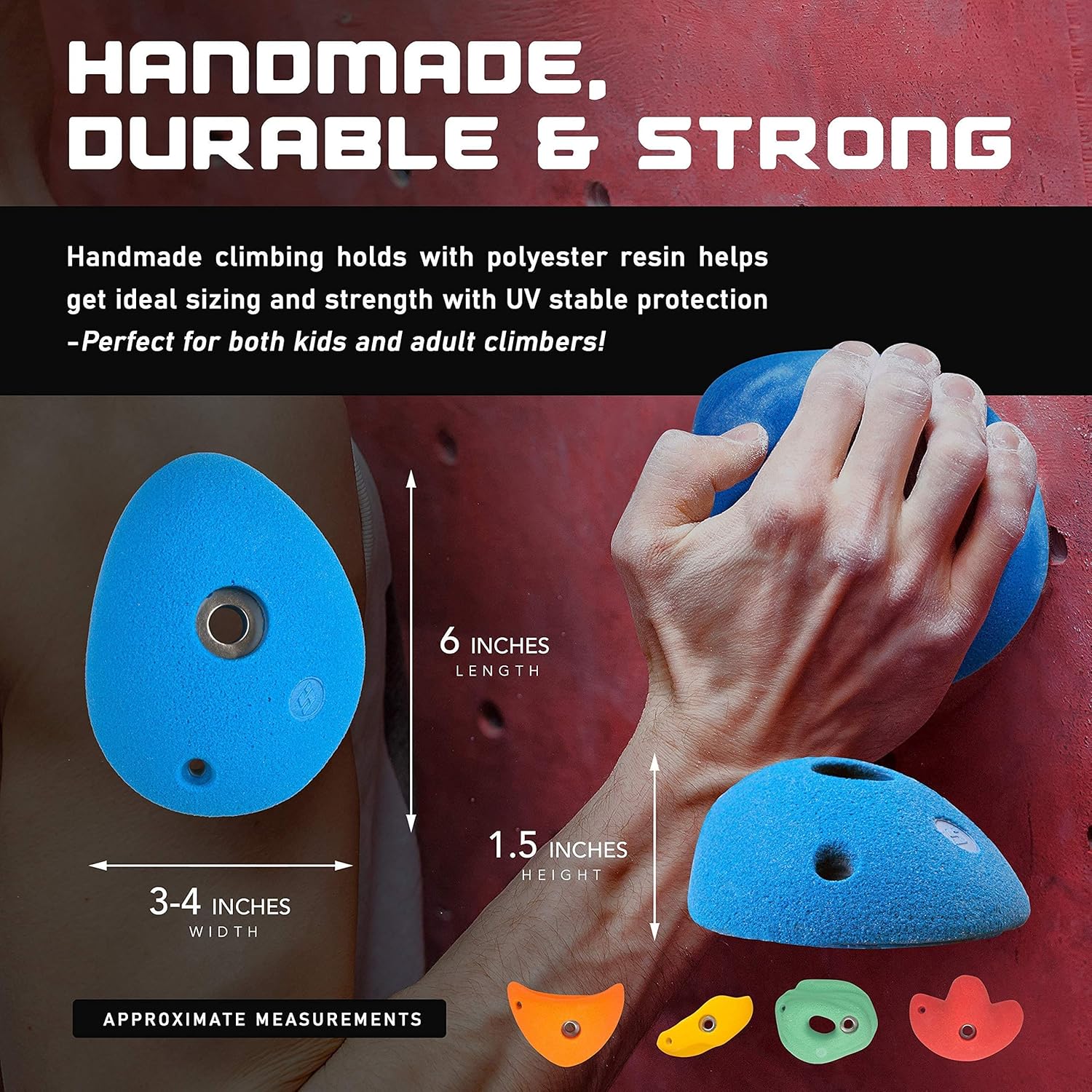 Slothside Rock Climbing Holds for Kids and Adults | 10 Premium Non-Plastic Resin Rock Climbing Wall Holds for Kids Outdoor in Gift Box | Variety Pack Rock Wall Holds with Mounting Hardware : Sports & Outdoors