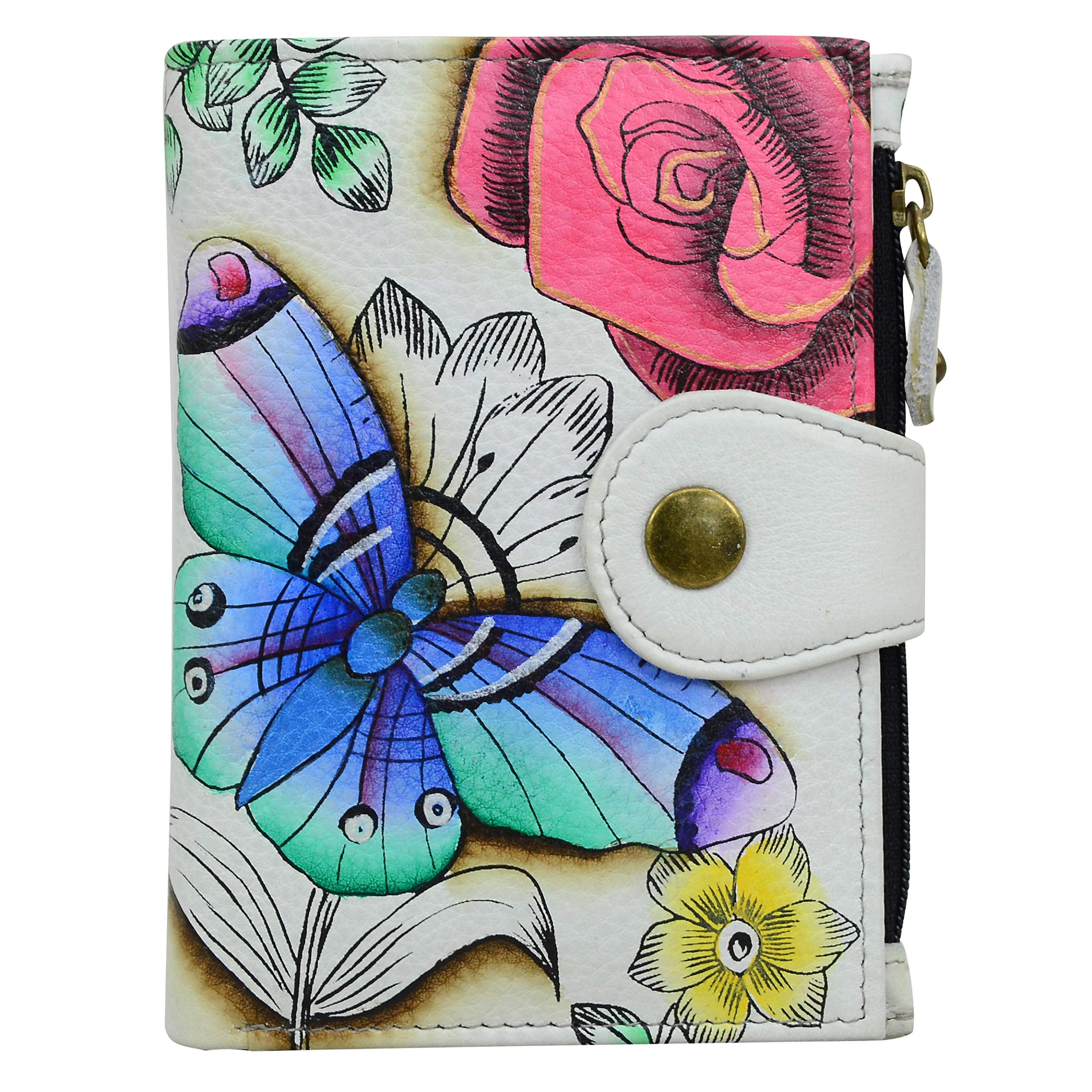 Anna by Anuschka Women's Hand Painted Leather Ladies Wallet Bi-Fold, Floral Paradise, One Size