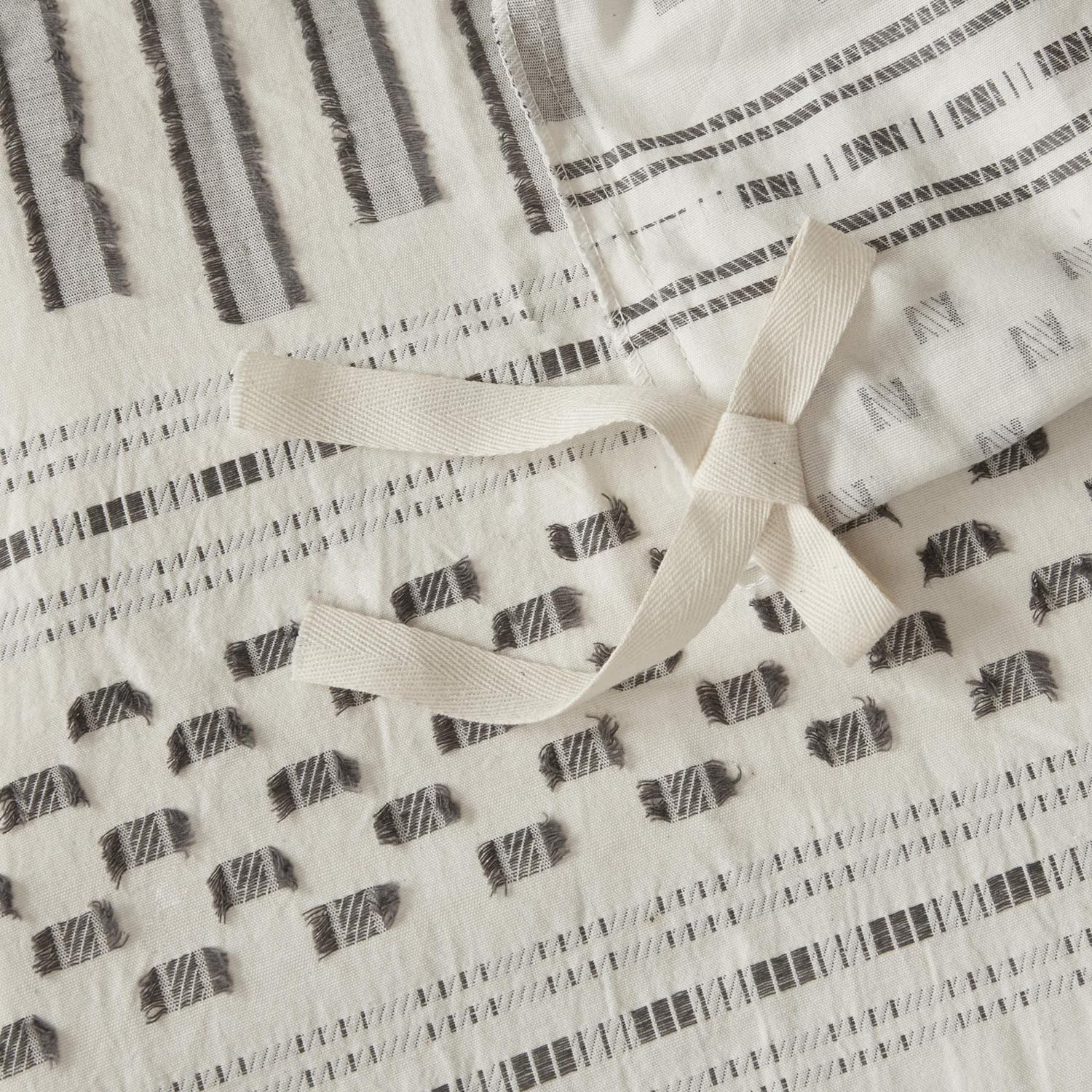 INK+IVY 100% Cotton Duvet Mid Century Modern Design All Season Comforter Cover Bedding Set, Matching Shams, Full/Queen(88"x92"), Rhea, Ivory Geometric Clipped Jacquard: Home & Kitchen
