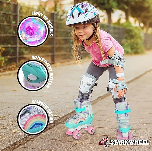 Roller Skate Shoes for Kids Girl Rollerskates, Adjustable EU Sizes 30-34  Light Up Skates Wheels Best Bir